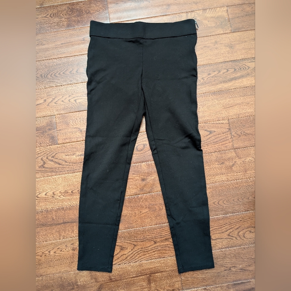 EUC Ann Taylor Petite Side Zip Athletic Black Leggings Stretch Size 2P